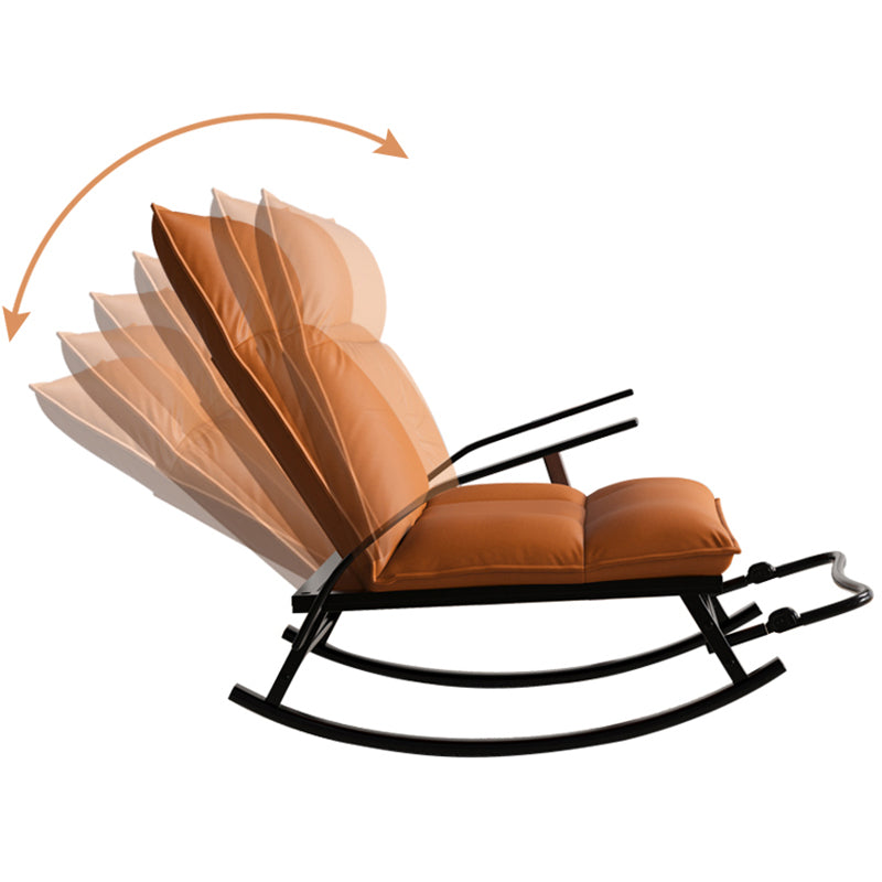 Glam Folding Rocking Chair Faux Leather Rocker for Living Room