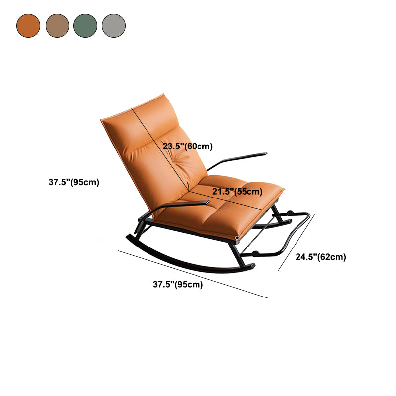 Glam Folding Rocking Chair Faux Leather Rocker for Living Room