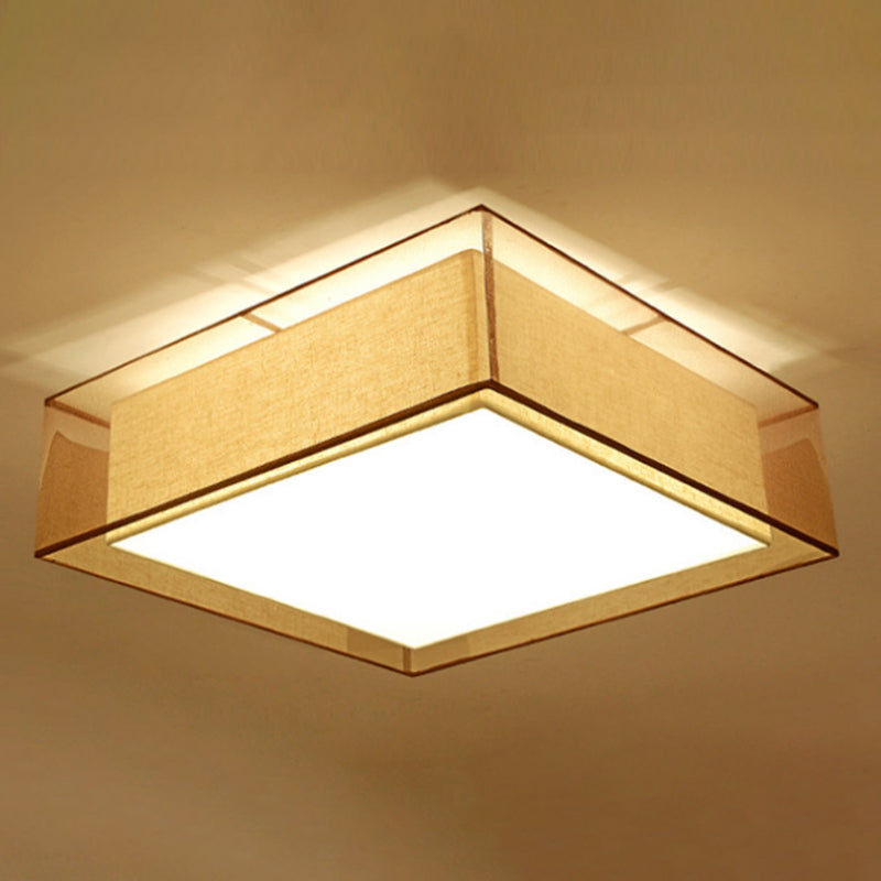 Modern Square Ceiling Lamp Multi Lights Ceiling Mount Light with Fabric Shade for Bedroom