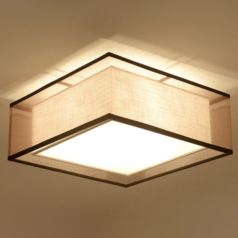 Modern Square Ceiling Lamp Multi Lights Ceiling Mount Light with Fabric Shade for Bedroom