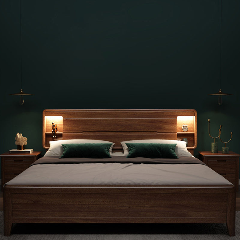 Scandinavian Solid Wood Storage with Headboard Panel Standard Bed