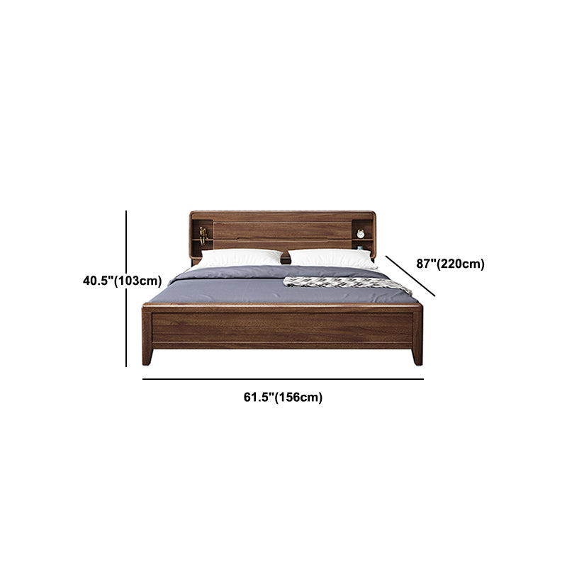 Scandinavian Solid Wood Storage with Headboard Panel Standard Bed