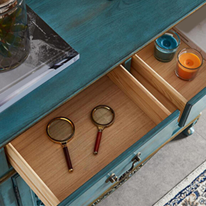 Industrial Solid Wood Accent Cabinet with 2 Drawers and 2 Doors