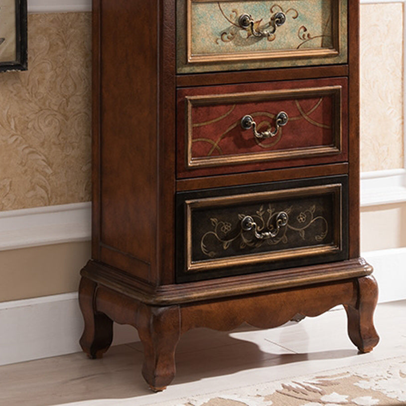 Industrial Rectangle Accent Cabinet with 3 Drawers Distressed Finish Cabinet