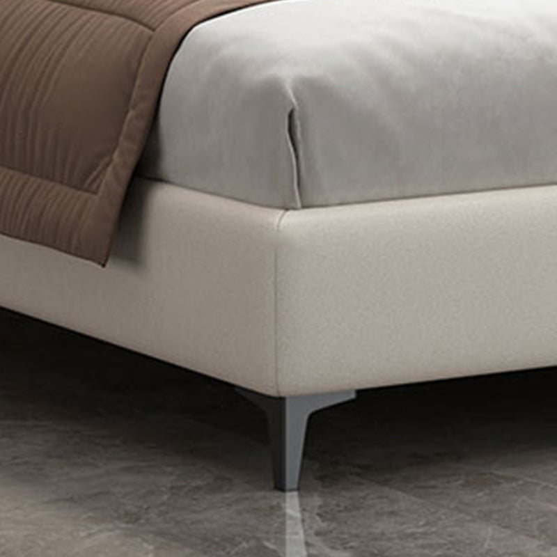 Glam Wooden Bed Frame Faux Leather Standard Bed with Legs for Bedroom