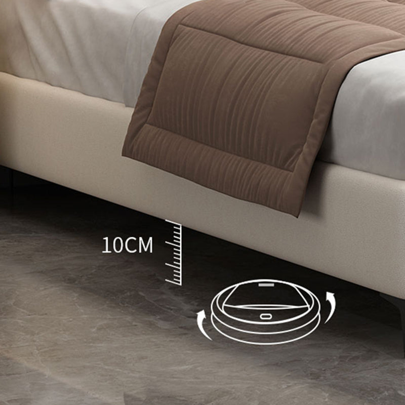 Glam Wooden Bed Frame Faux Leather Standard Bed with Legs for Bedroom