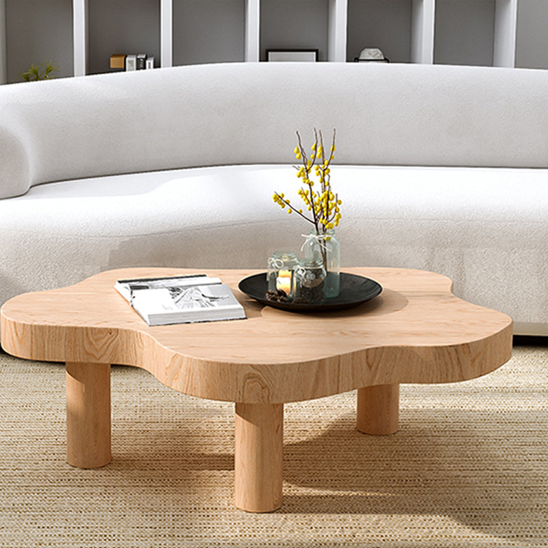 Solid Wood Cloud-Shaped Coffee Table Nordic 3 Legs Cocktail Table