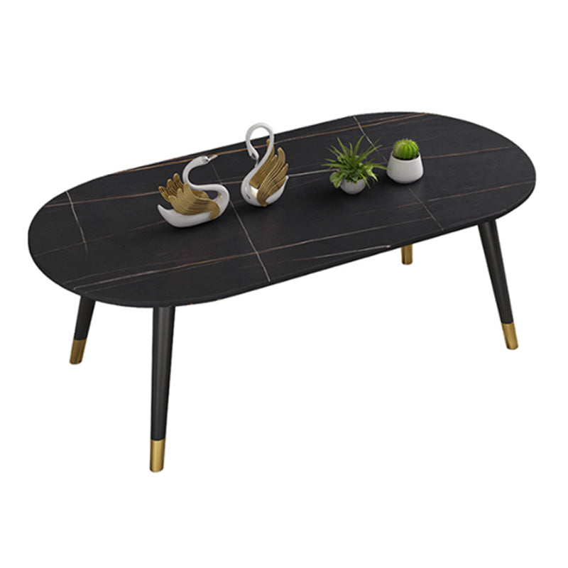 Elliptical Stone Top Cocktail Table 4 Legs 1 Single Coffee Table