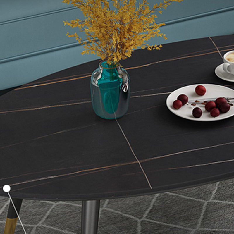 Elliptical Stone Top Cocktail Table 4 Legs 1 Single Coffee Table