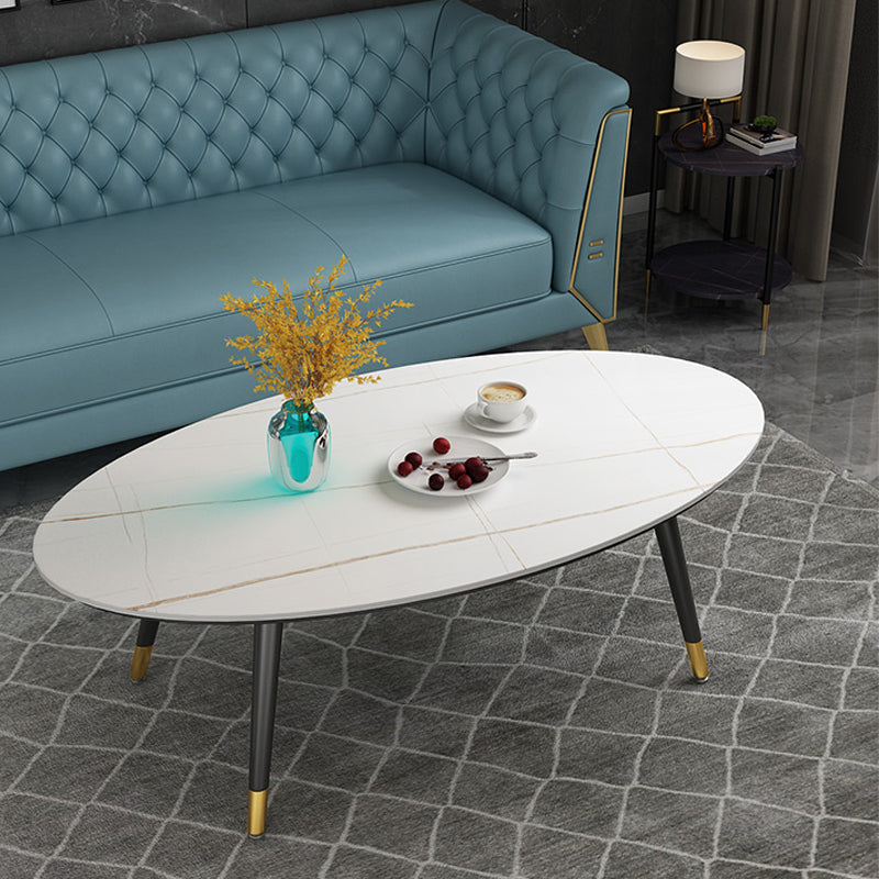 Elliptical Stone Top Cocktail Table 4 Legs 1 Single Coffee Table