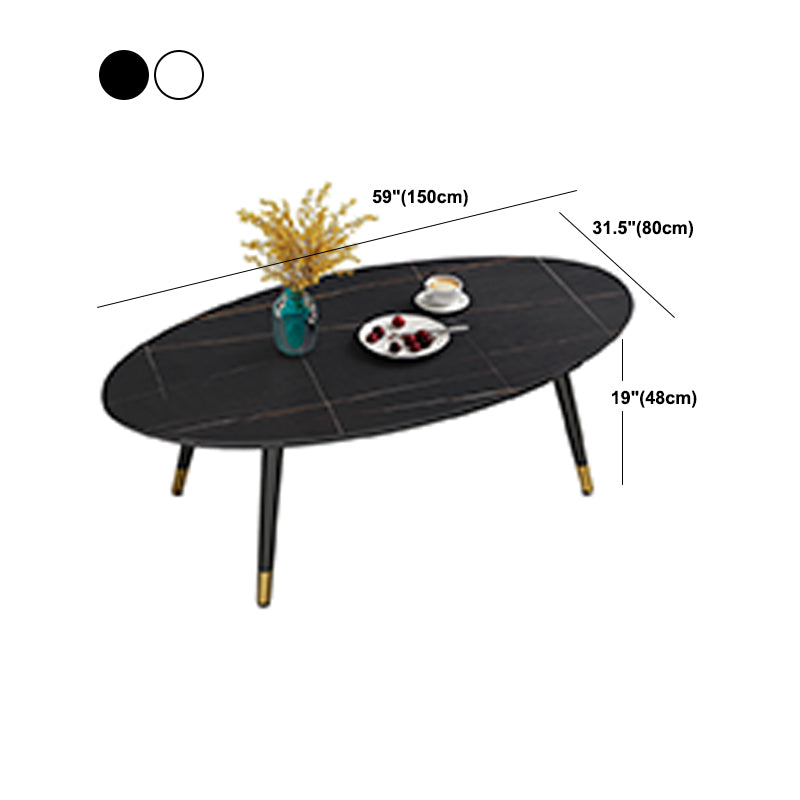 Elliptical Stone Top Cocktail Table 4 Legs 1 Single Coffee Table