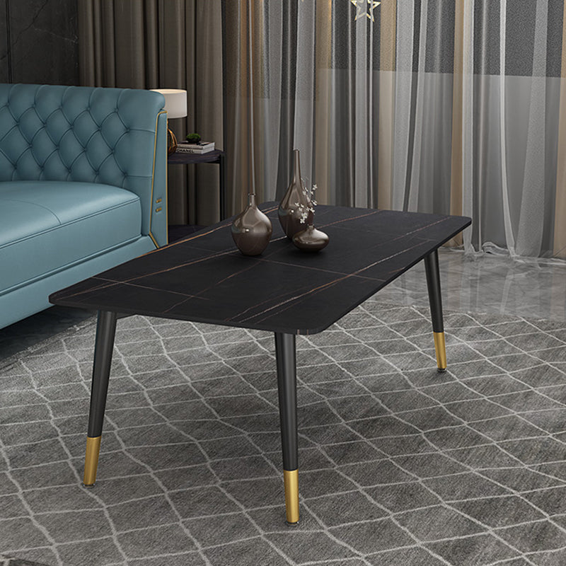 17.72" H Simple Stone Coffee Table Glam Rectangular Cocktail Table