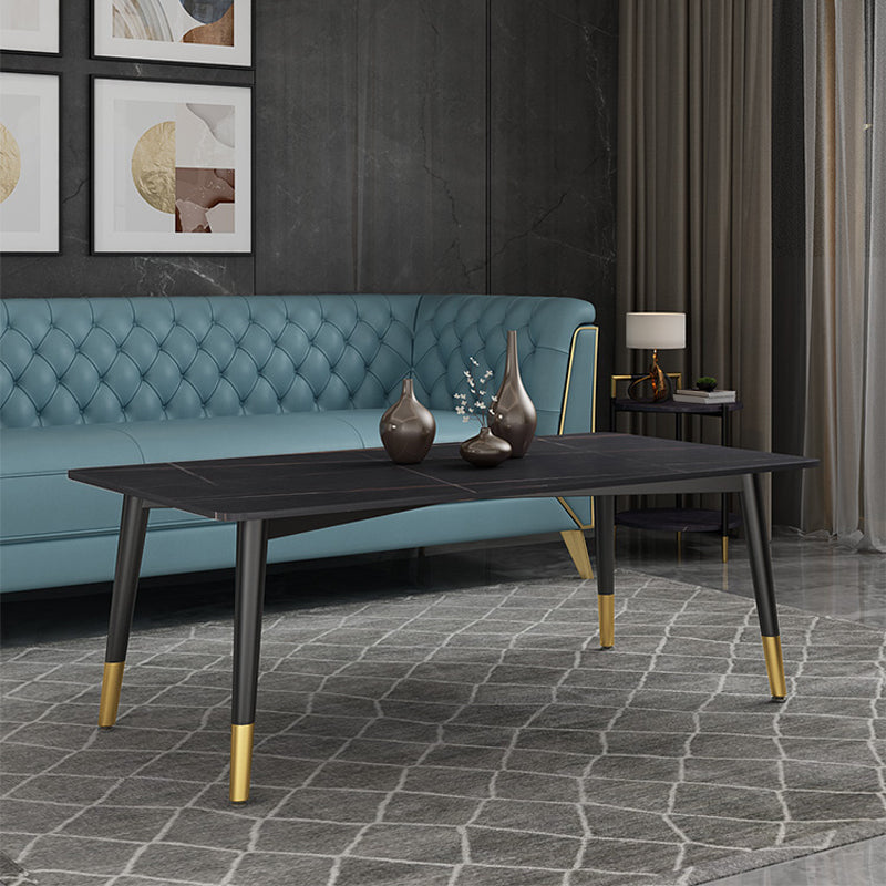 17.72" H Simple Stone Coffee Table Glam Rectangular Cocktail Table