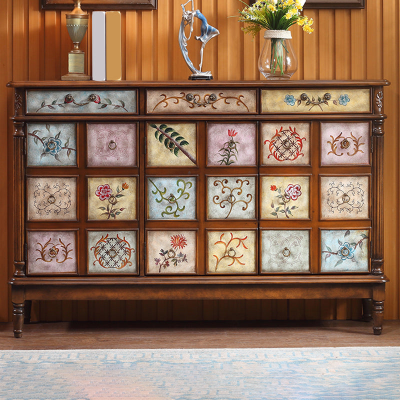 Rectangle Industrial Accent Cabinet Wood Knobs Cabinet with Drawer