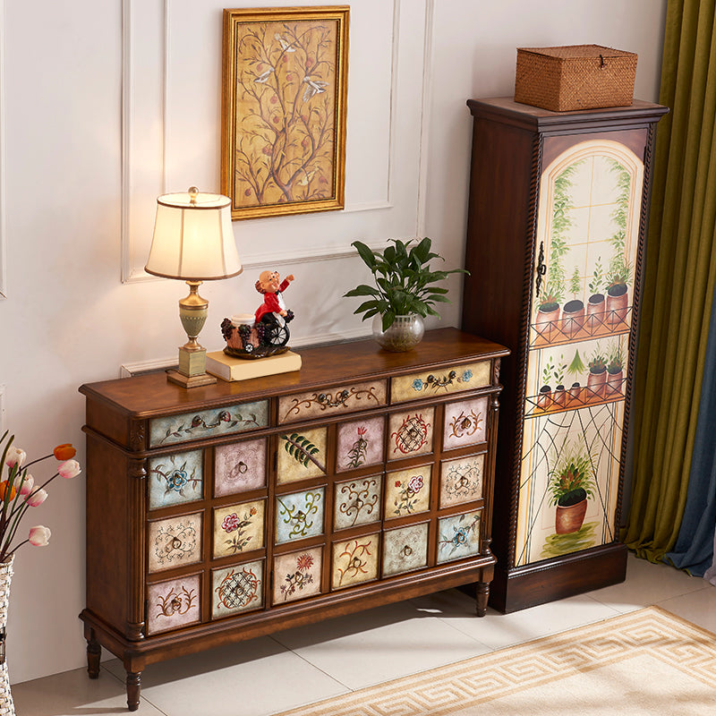 Rectangle Industrial Accent Cabinet Wood Knobs Cabinet with Drawer