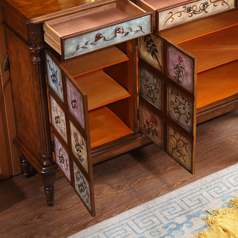Rectangle Industrial Accent Cabinet Wood Knobs Cabinet with Drawer