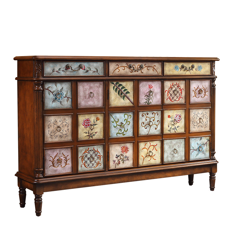 Rectangle Industrial Accent Cabinet Wood Knobs Cabinet with Drawer