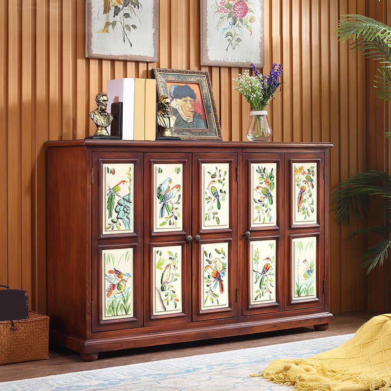 Industrial Rectangle Accent Cabinet Wood Knobs Cabinet with Doors