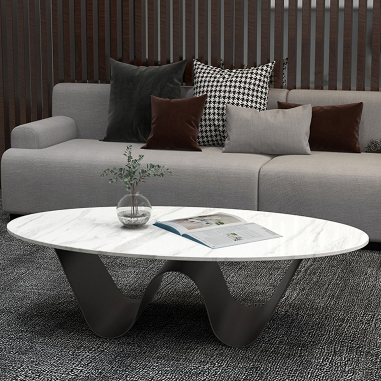 Glam Abstracts Cocktail Table Oval Coffee Cocktail Table for Home