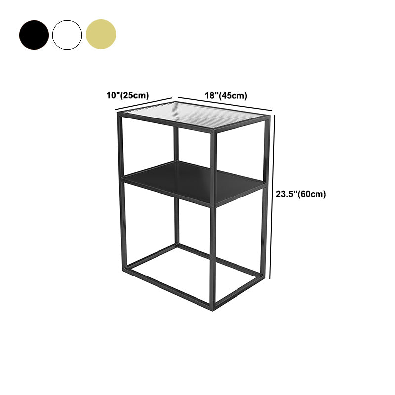 Modern Frame Coffee Cocktail Table Rectangular Glass Top Cocktail Table