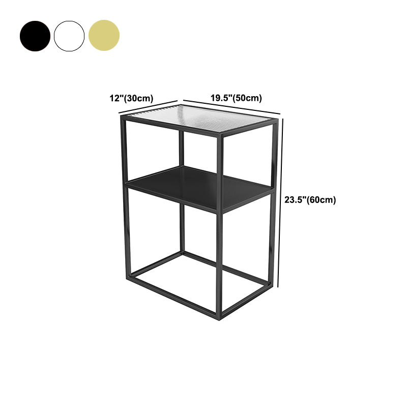 Modern Frame Coffee Cocktail Table Rectangular Glass Top Cocktail Table