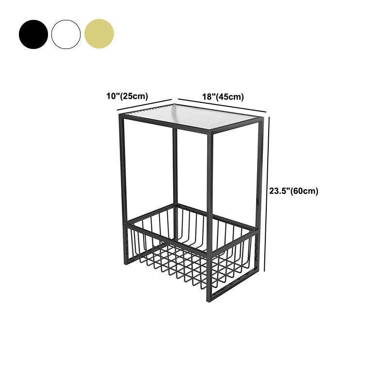 Modern Frame Coffee Cocktail Table Rectangular Glass Top Cocktail Table