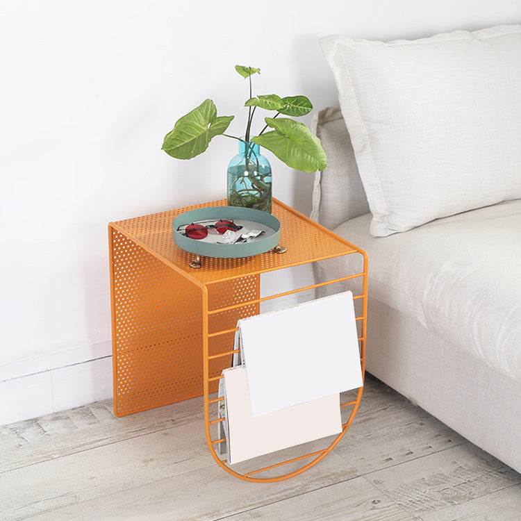 Mid-Century Modern Square Coffee Table with Iron Top and Iron Base