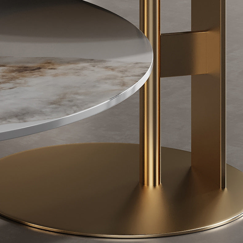 Glam Style Round Nesting Coffee Table Set with Steel Pedestal Base