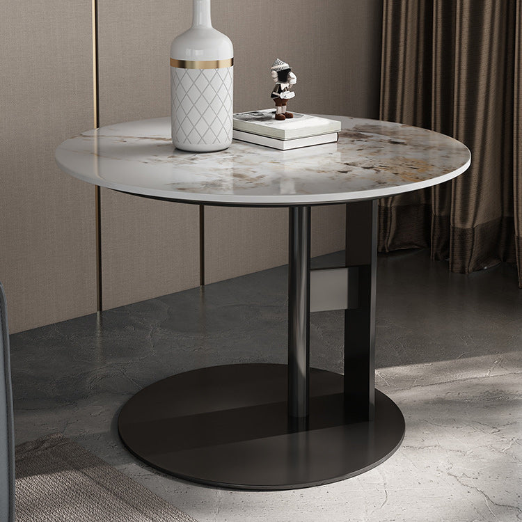 Glam Style Round Nesting Coffee Table Set with Steel Pedestal Base