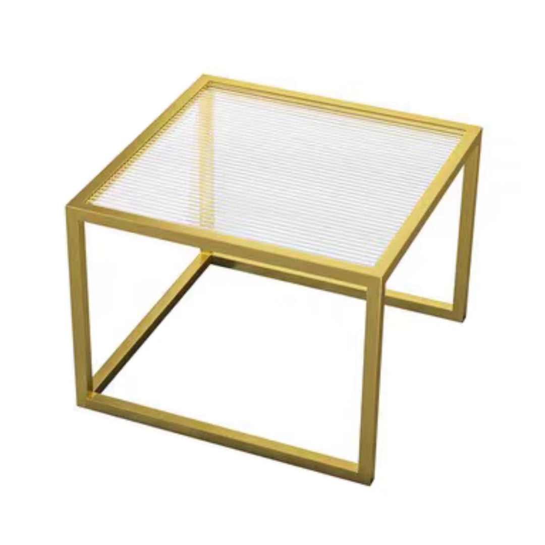 Contemporary Square Nesting Coffee Table Set with Glass Top and Iron Base
