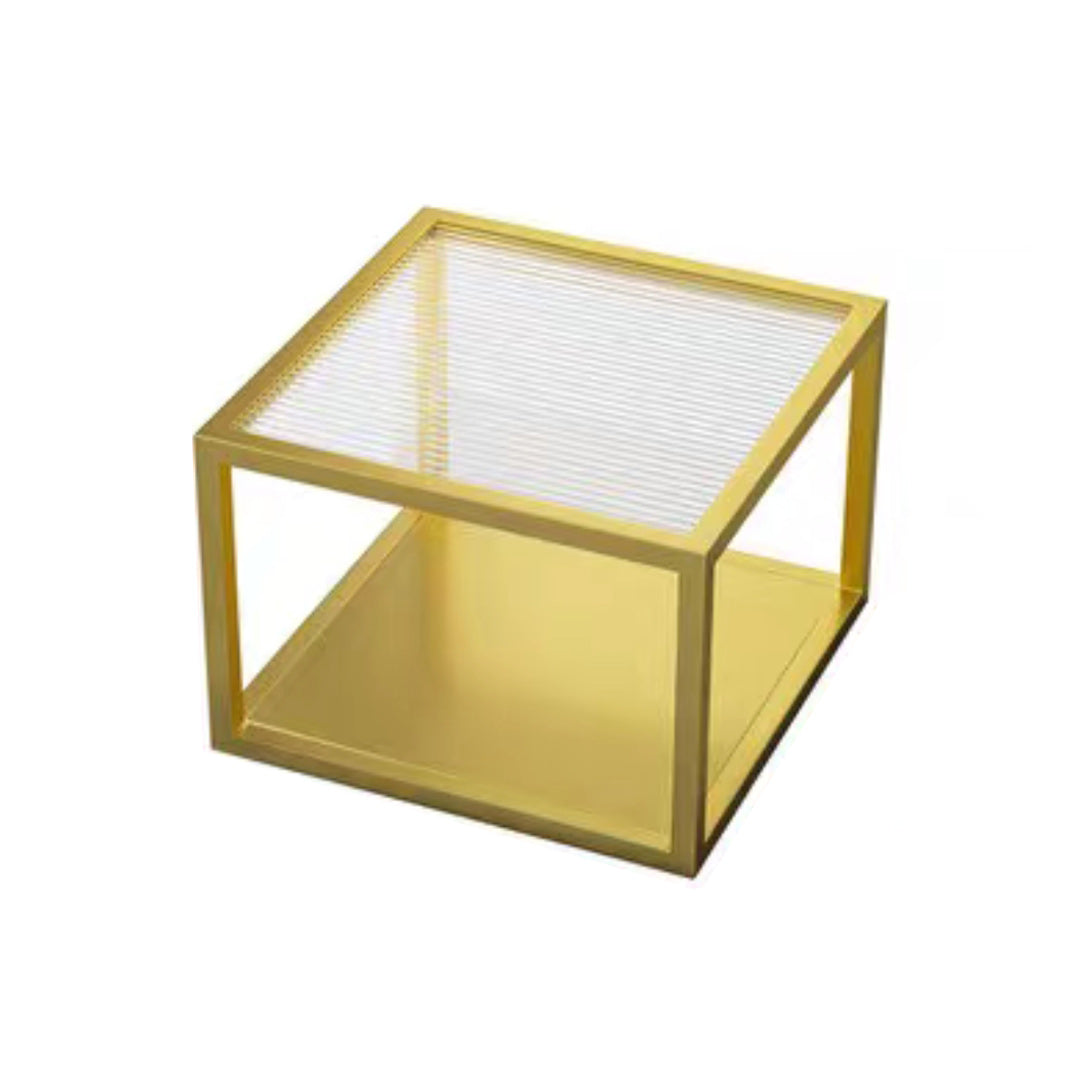 Contemporary Square Nesting Coffee Table Set with Glass Top and Iron Base