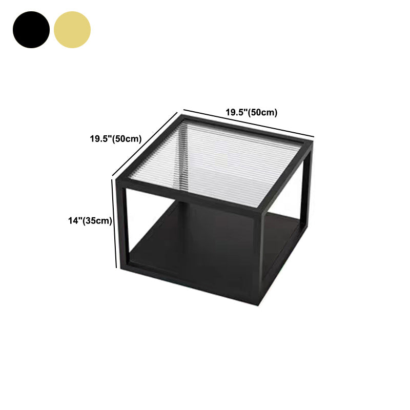 Contemporary Square Nesting Coffee Table Set with Glass Top and Iron Base