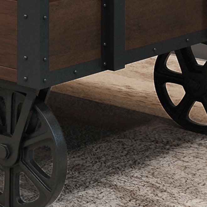 Modern Abstract Wooden Coffee Table Rectangular Top Shape Cocktail Table