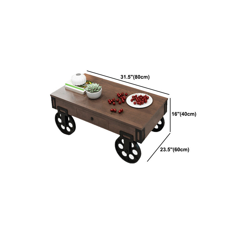 Modern Abstract Wooden Coffee Table Rectangular Top Shape Cocktail Table