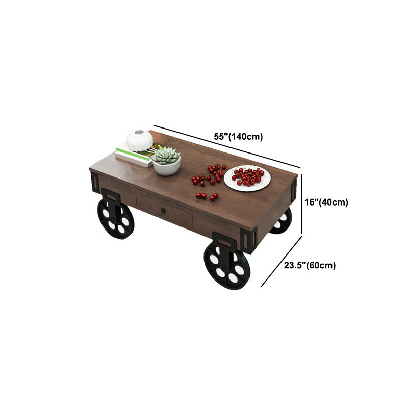 Modern Abstract Wooden Coffee Table Rectangular Top Shape Cocktail Table