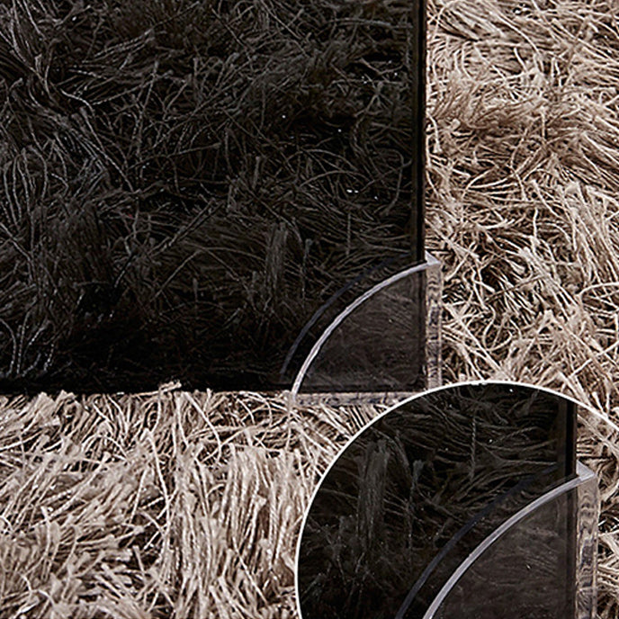 Contemporary Rectangle Glass Coffee Table with Sled Base Cocktail Table