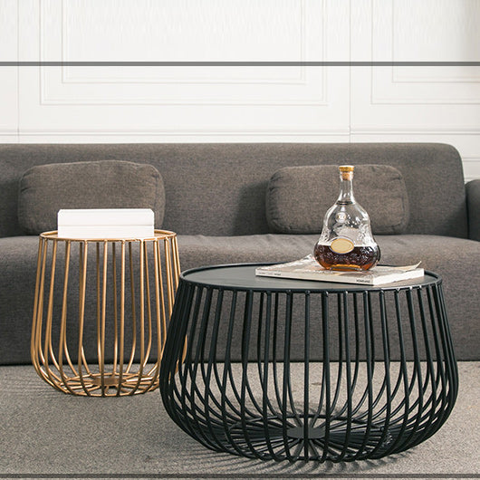 Mid-Century Modern 2 Piece Bunching Tables with Iron Tray Top