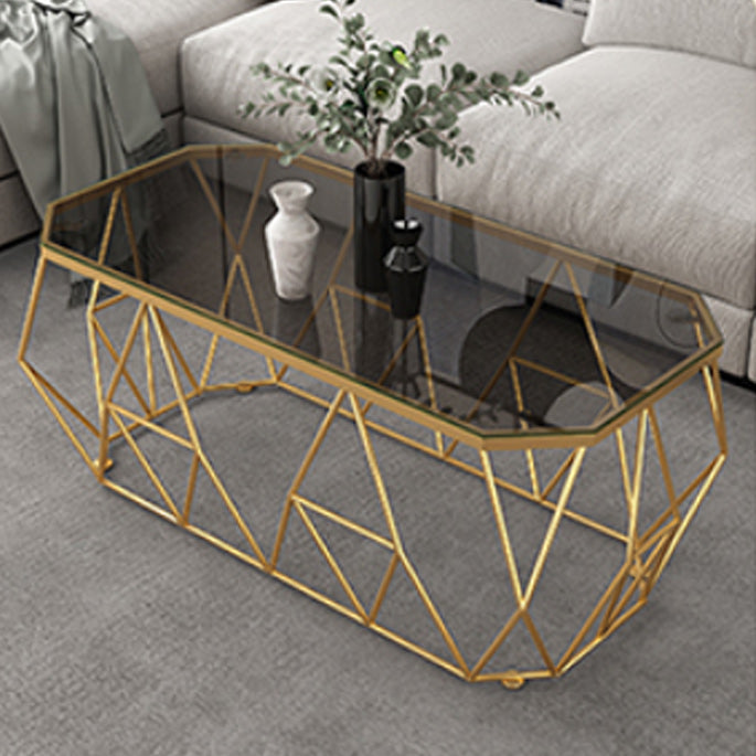Modern Frame Cocktail Table Rectangular Glass Top Coffee Table for Living Room