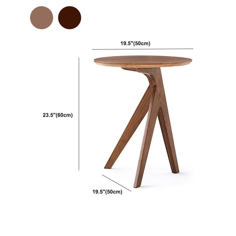 Solid Wood Round Top Side Table 23.6 " Tall 3 Legs End Table