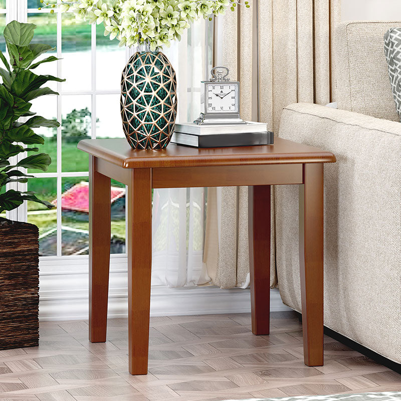 Solid Wood Square Top Side Table 23.6" Tall 4 Legs End Table