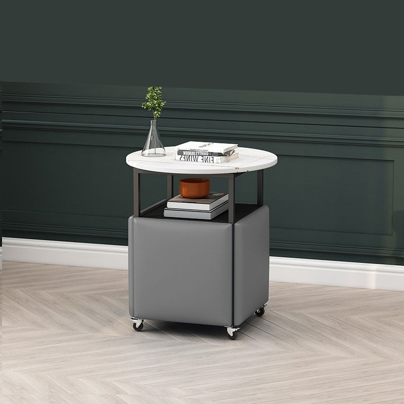25.6" Tall Contemporary Style Side End Table Round Sofa Side Accent Table