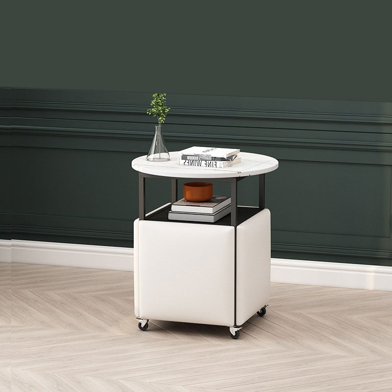 25.6" Tall Contemporary Style Side End Table Round Sofa Side Accent Table