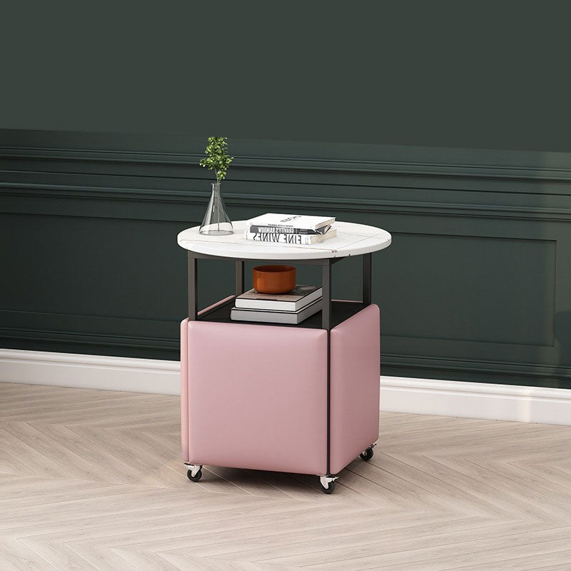 25.6" Tall Contemporary Style Side End Table Round Sofa Side Accent Table