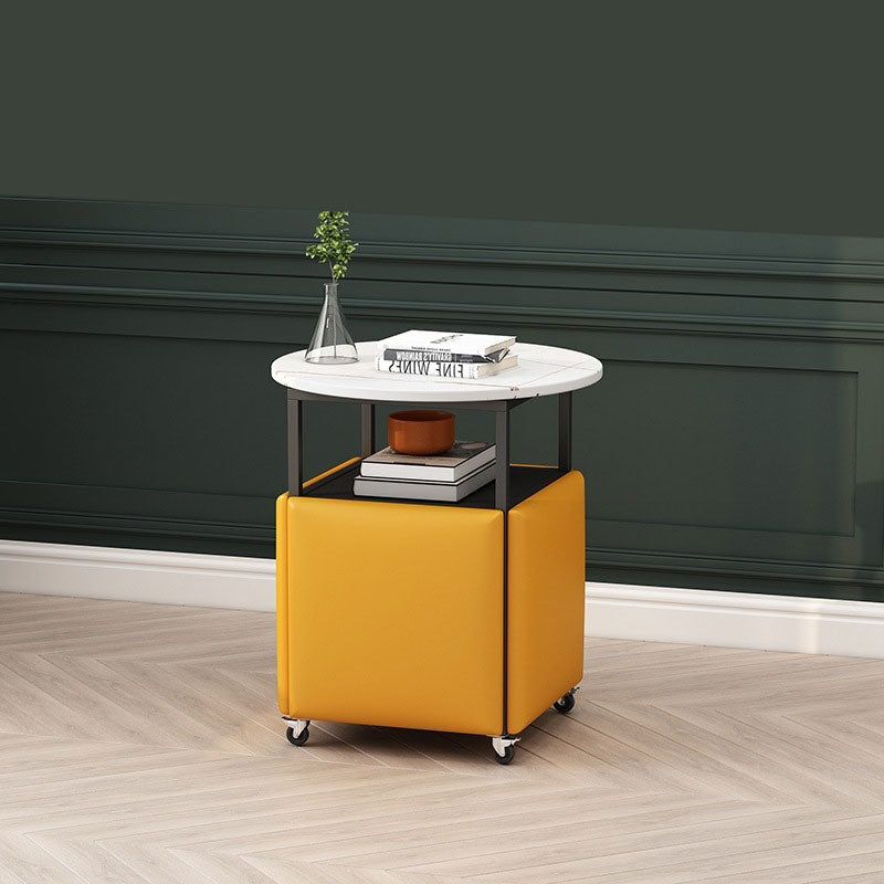 25.6" Tall Contemporary Style Side End Table Round Sofa Side Accent Table