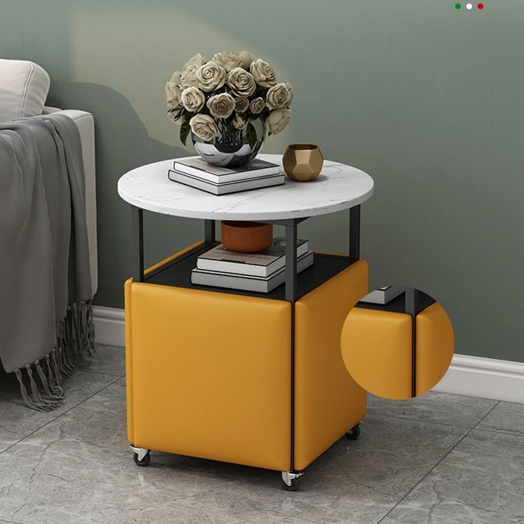 25.6" Tall Contemporary Style Side End Table Round Sofa Side Accent Table