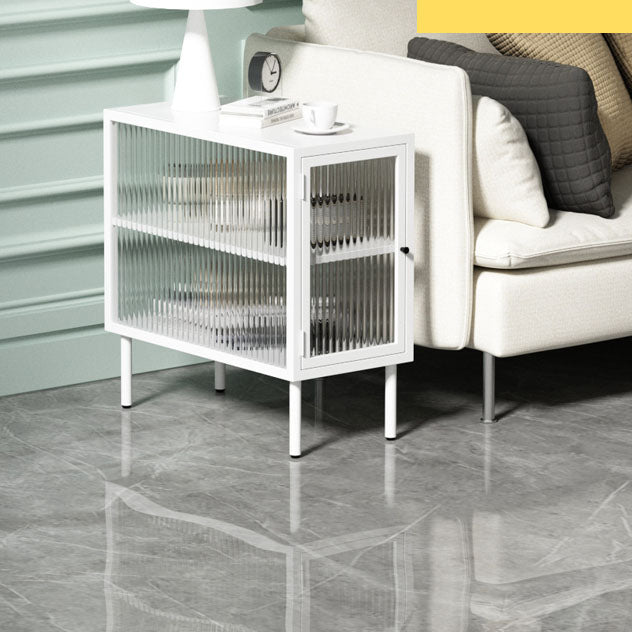 Metal Rectangle Top Side Table 23.6" Tall 4 Legs End Table with Storage
