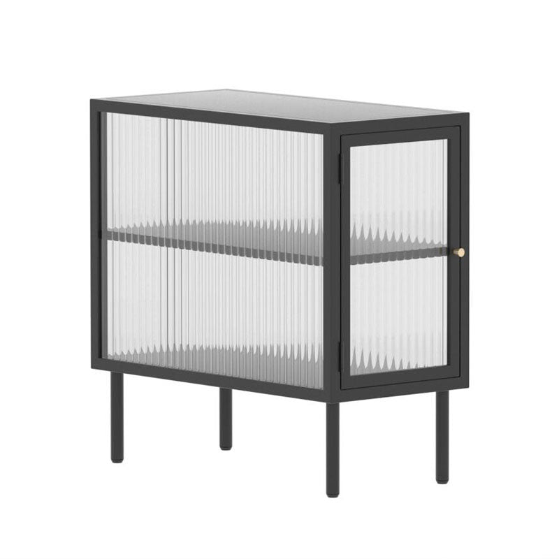 Metal Rectangle Top Side Table 23.6" Tall 4 Legs End Table with Storage