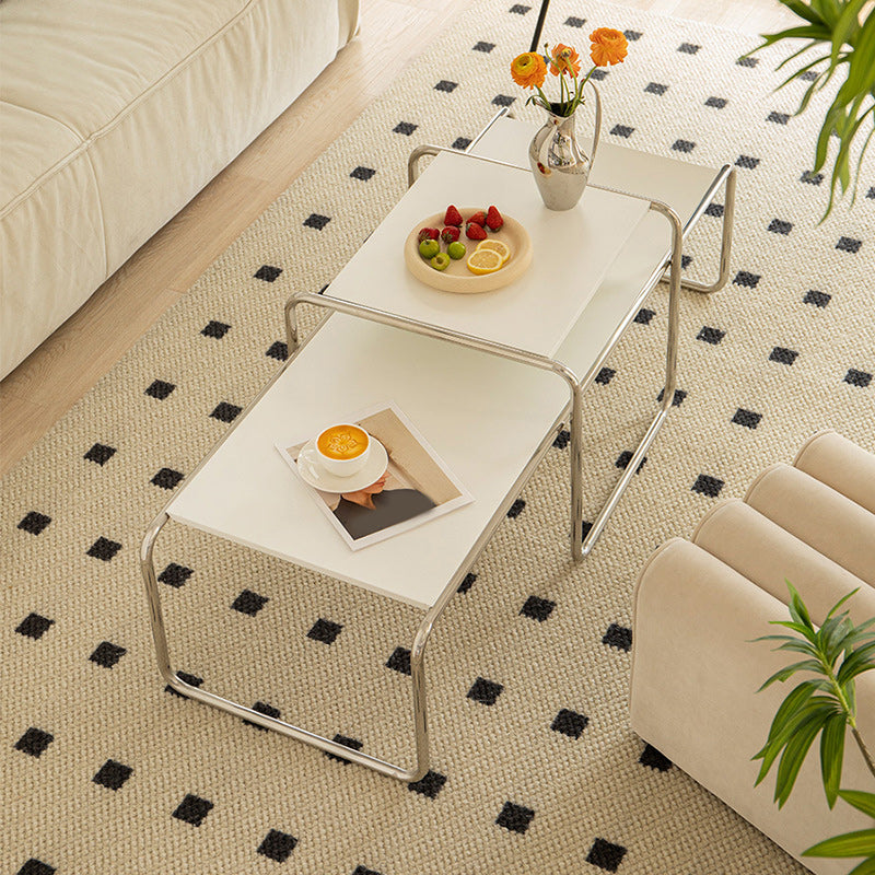 Contemporary Coffee Table with Wooden Top and Steel Sled Base