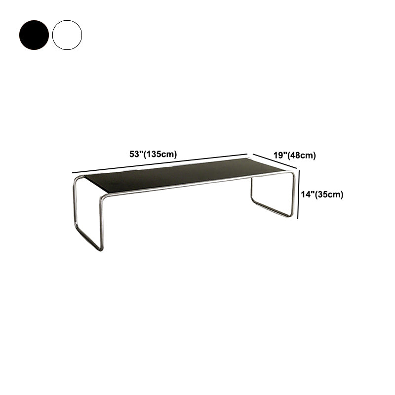Contemporary Coffee Table with Wooden Top and Steel Sled Base