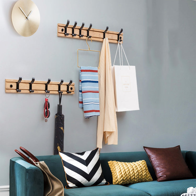 Modern Coat Rack Wall-Mounted with Hooks and Backed Wood Frame Entryway Kit